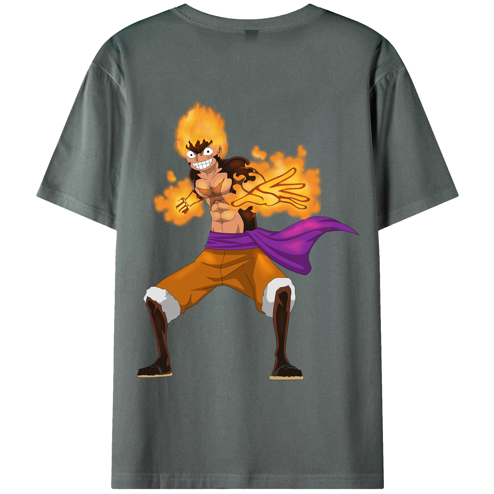 ワンピース モンキー・D・ルフィ ONE PIECE Monkey D. Luffy 綿100％ メンズ半袖Tシャツ（バックプリント） 通気性